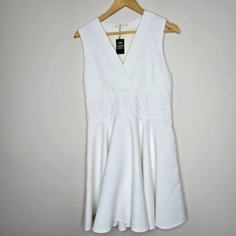 Maje Women's Racine Ecu Lace Ivory White Dress size 3/M - Picture 3 of 13